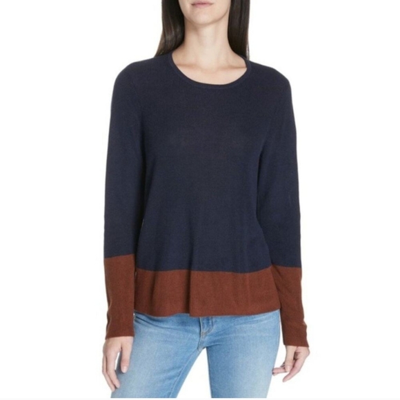 Eileen Fisher Tencell Silk Colorblock Sweater - Picture 1 of 5